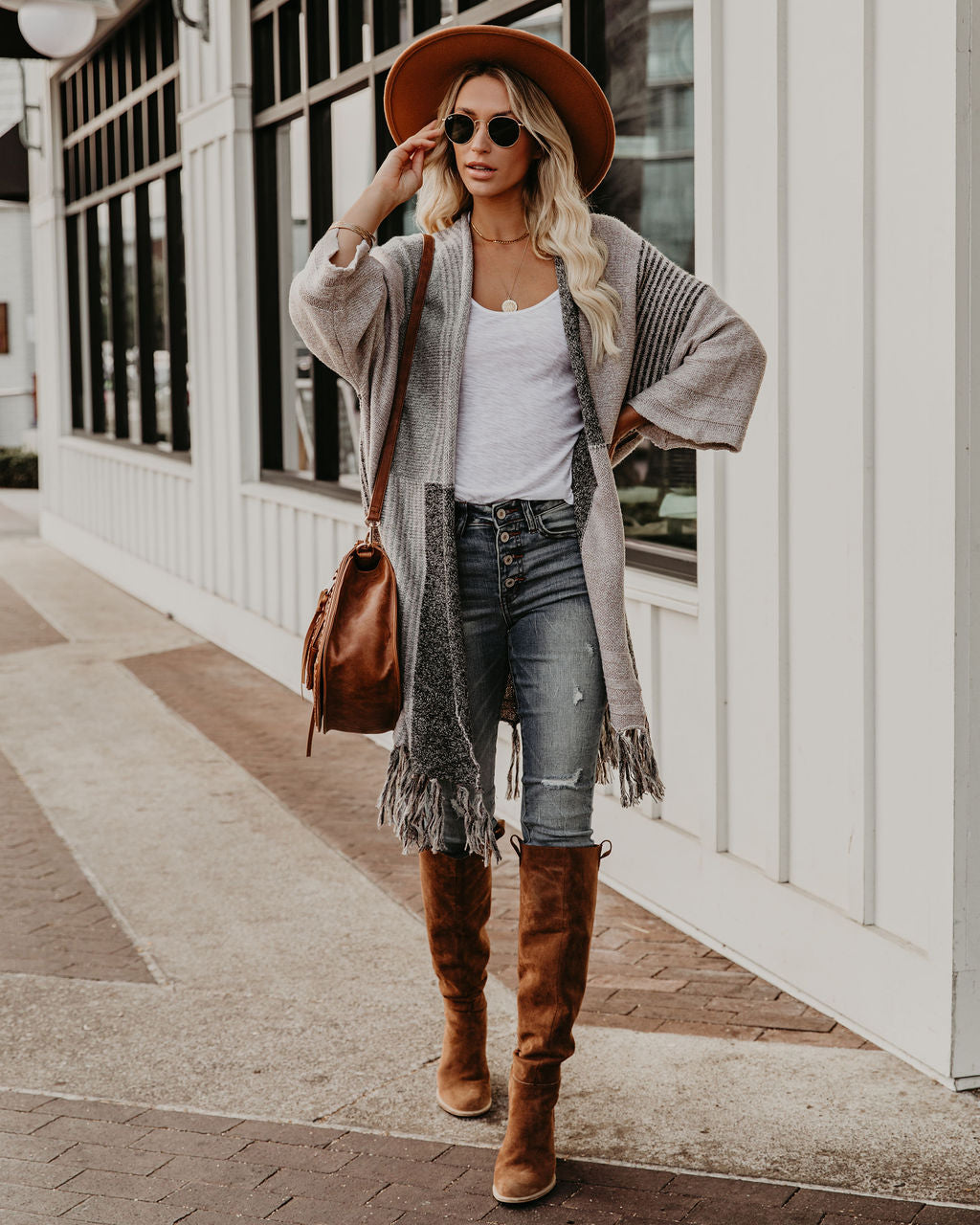Pearl District Fringe Colorblock Cardigan