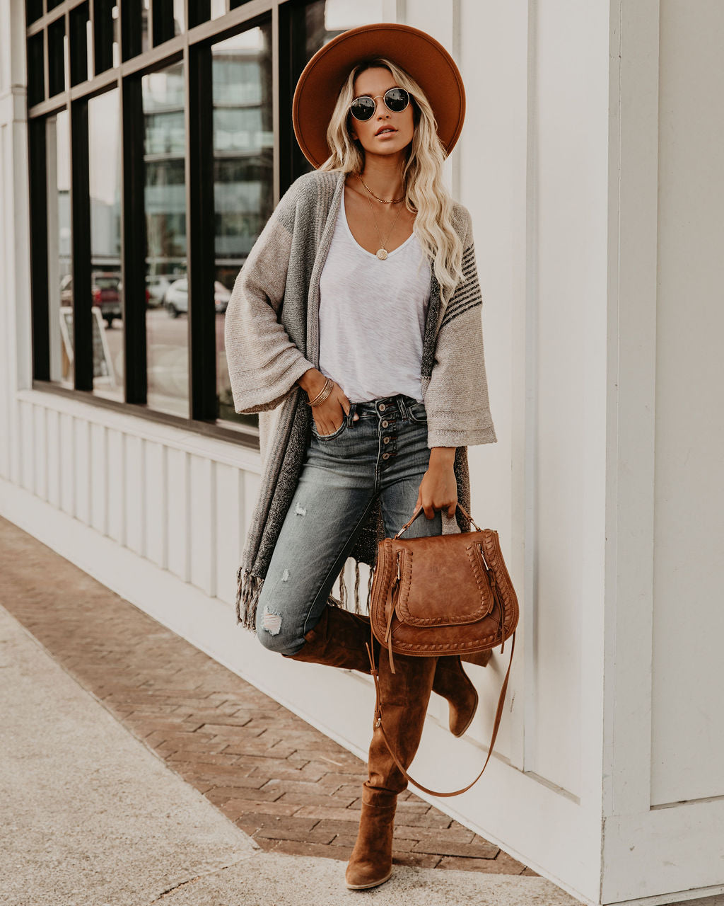 Pearl District Fringe Colorblock Cardigan