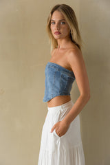 Pippa Strapless Denim Corset Top