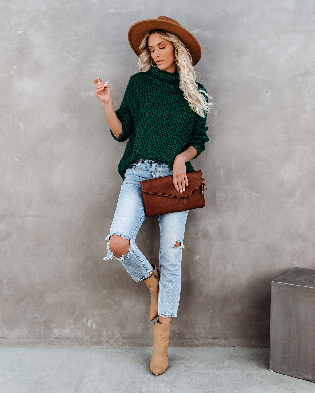 Quay Turtleneck Knit Sweater - Hunter Green - FINAL SALE