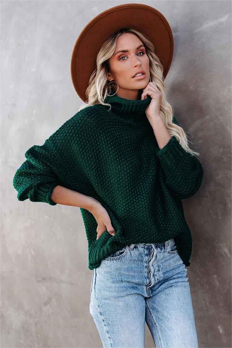 Quay Turtleneck Knit Sweater - Hunter Green - FINAL SALE