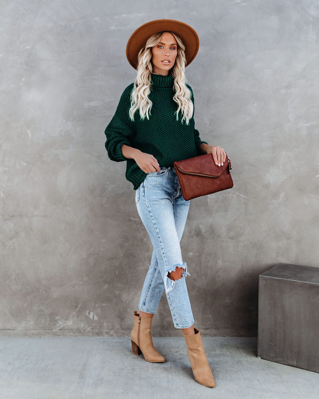 Quay Turtleneck Knit Sweater - Hunter Green - FINAL SALE