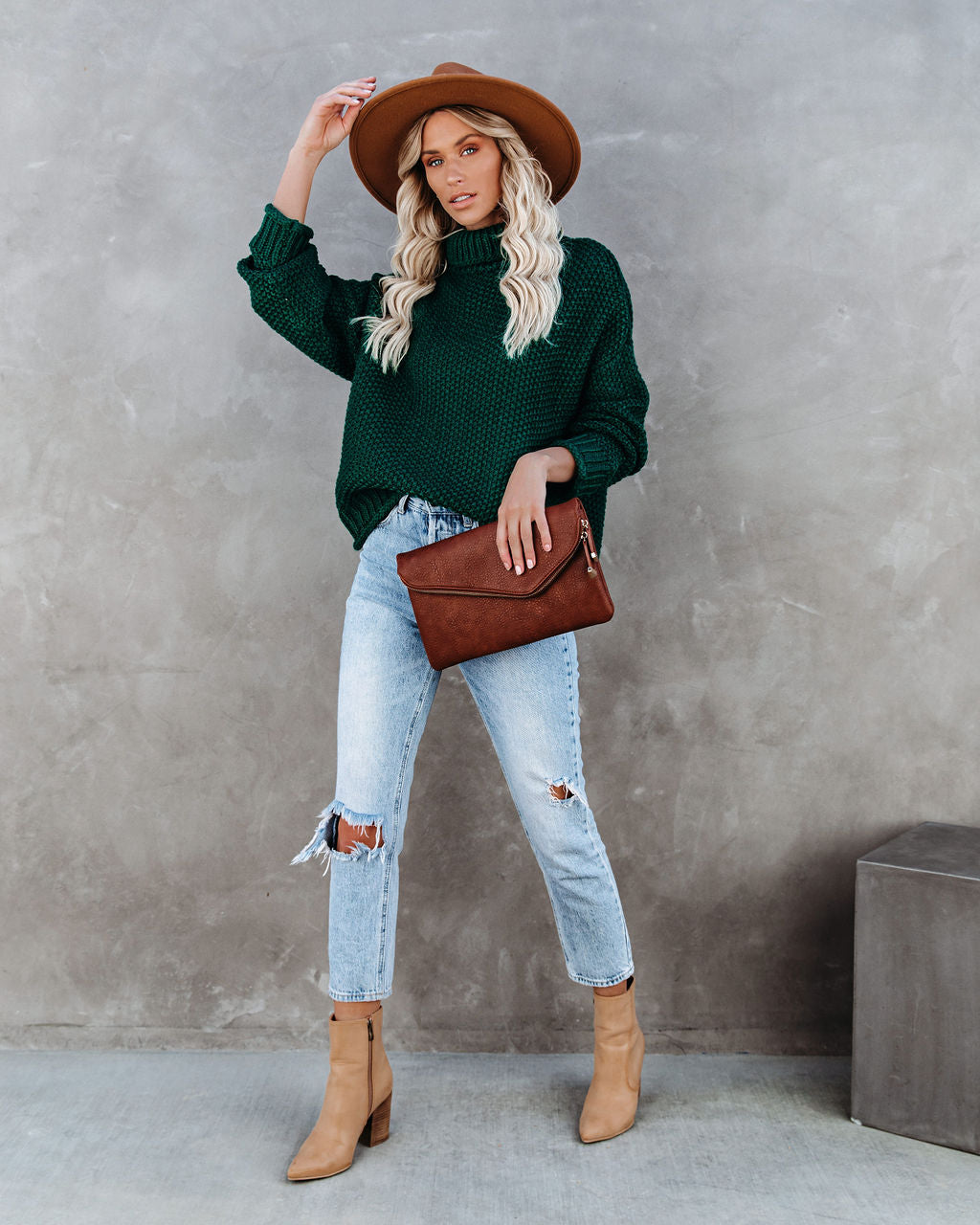 Quay Turtleneck Knit Sweater - Hunter Green - FINAL SALE
