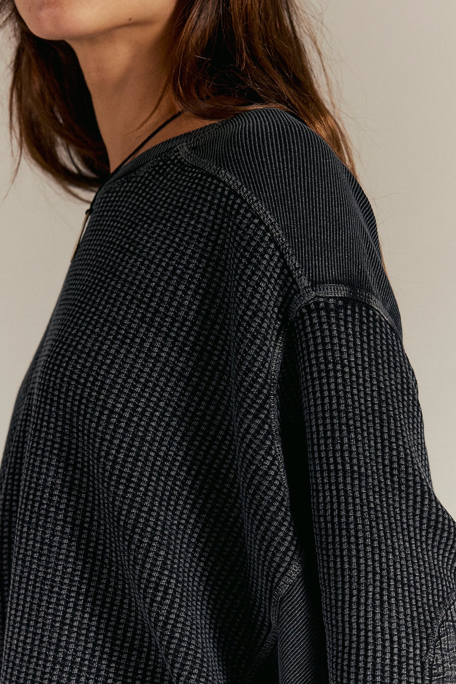 Black Drop Shoulder Knit Sweater
