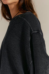 Black Drop Shoulder Knit Sweater