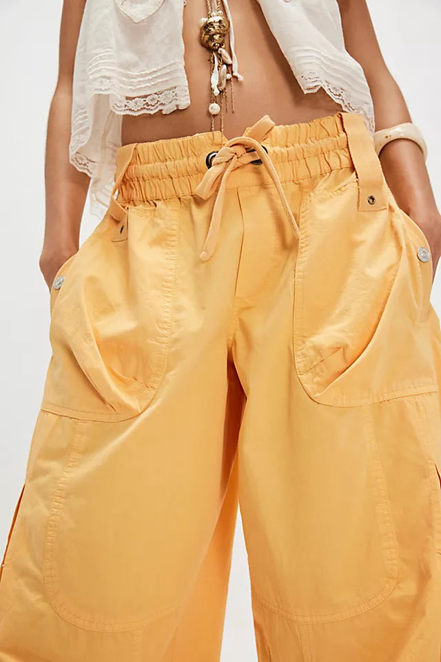 Yellow Casual Cargo Pants
