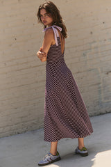 Purple Striped Midi Dress