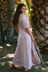 Purple Solid Midi Dress