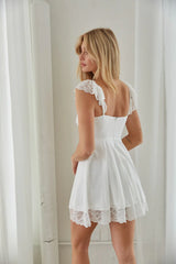 Innocent White Pleated Mini Dress