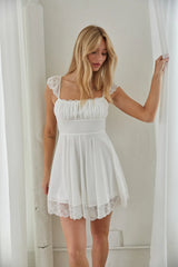 Innocent White Pleated Mini Dress