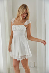 Innocent White Pleated Mini Dress