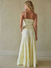 Yellow Tiered Maxi Skirt