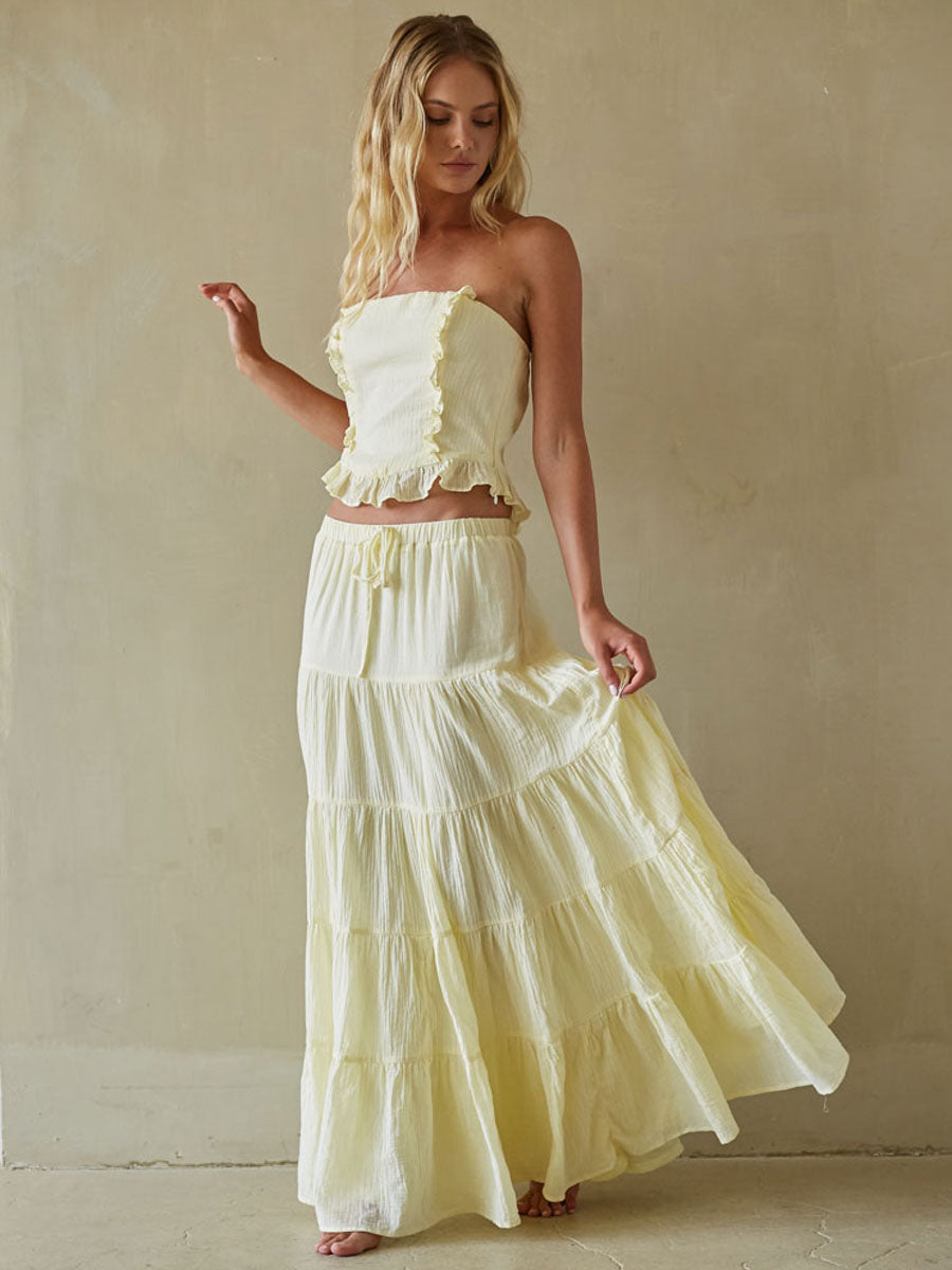 Yellow Tiered Maxi Skirt