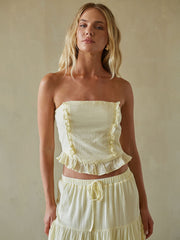 Light Yellow Ruffle Tube Top