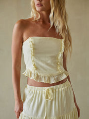 Light Yellow Ruffle Tube Top