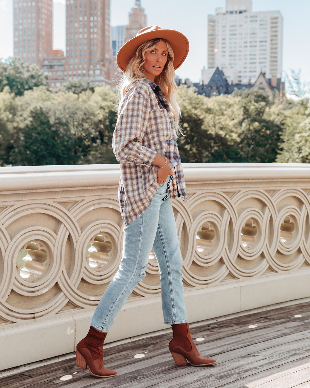 Veryl Cotton Frayed Plaid Button Down Top - FINAL SALE