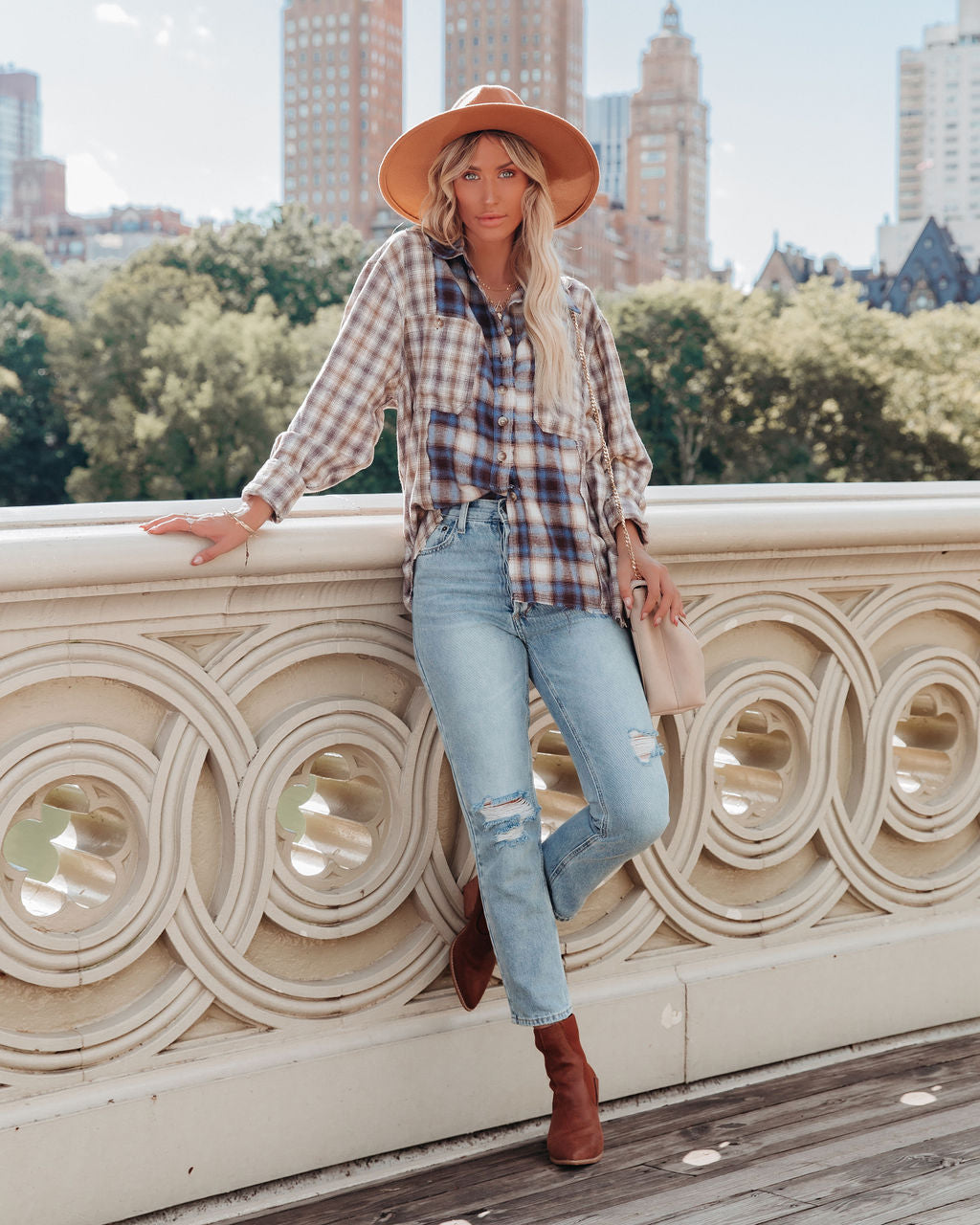 Veryl Cotton Frayed Plaid Button Down Top - FINAL SALE