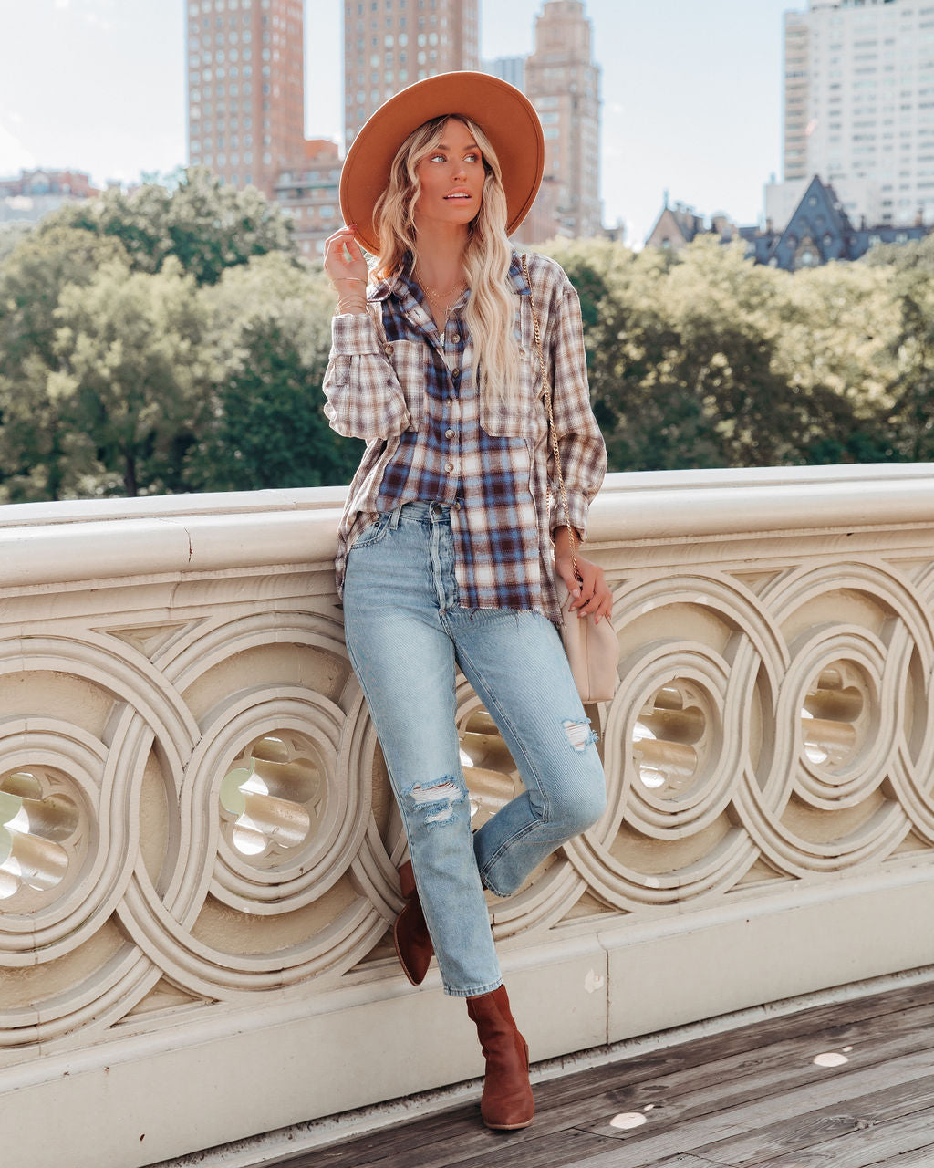 Veryl Cotton Frayed Plaid Button Down Top - FINAL SALE