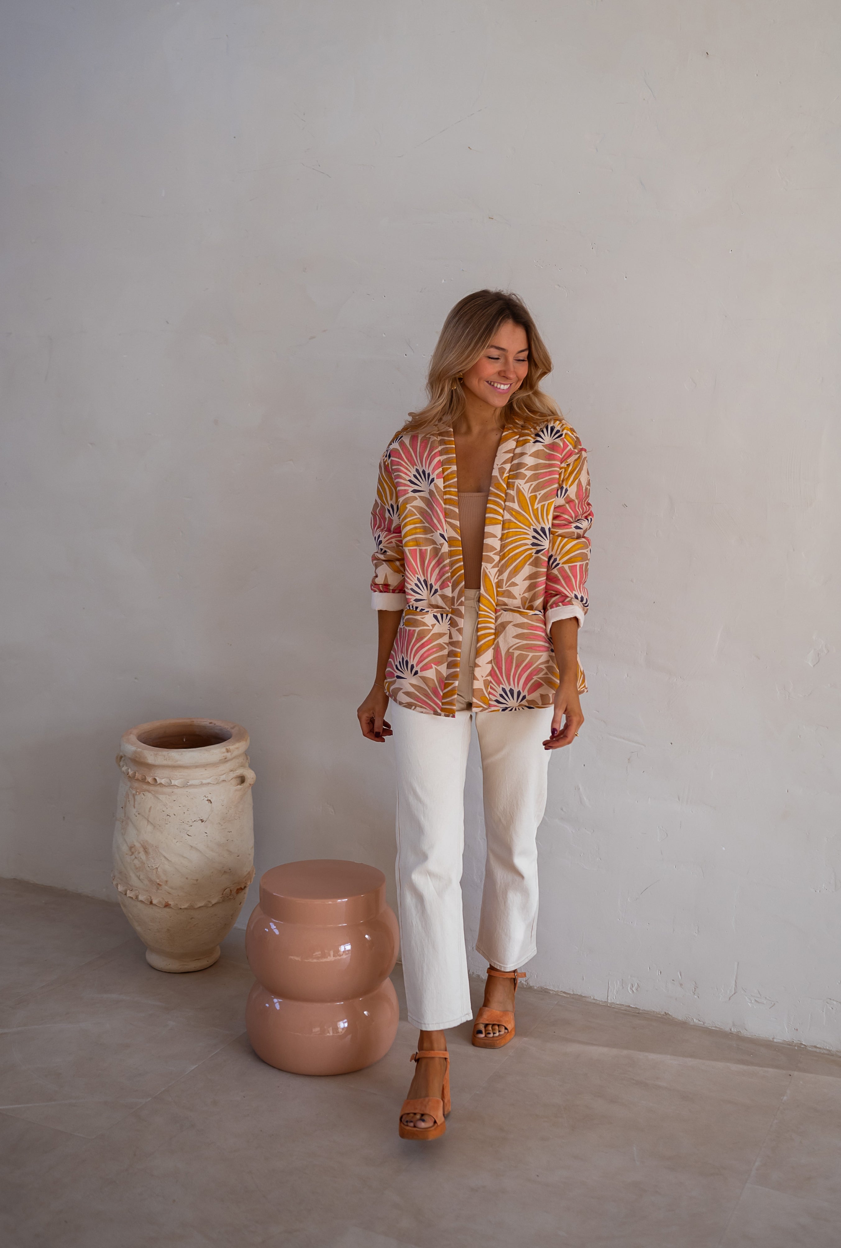 Geo Floral Open Front Jacket