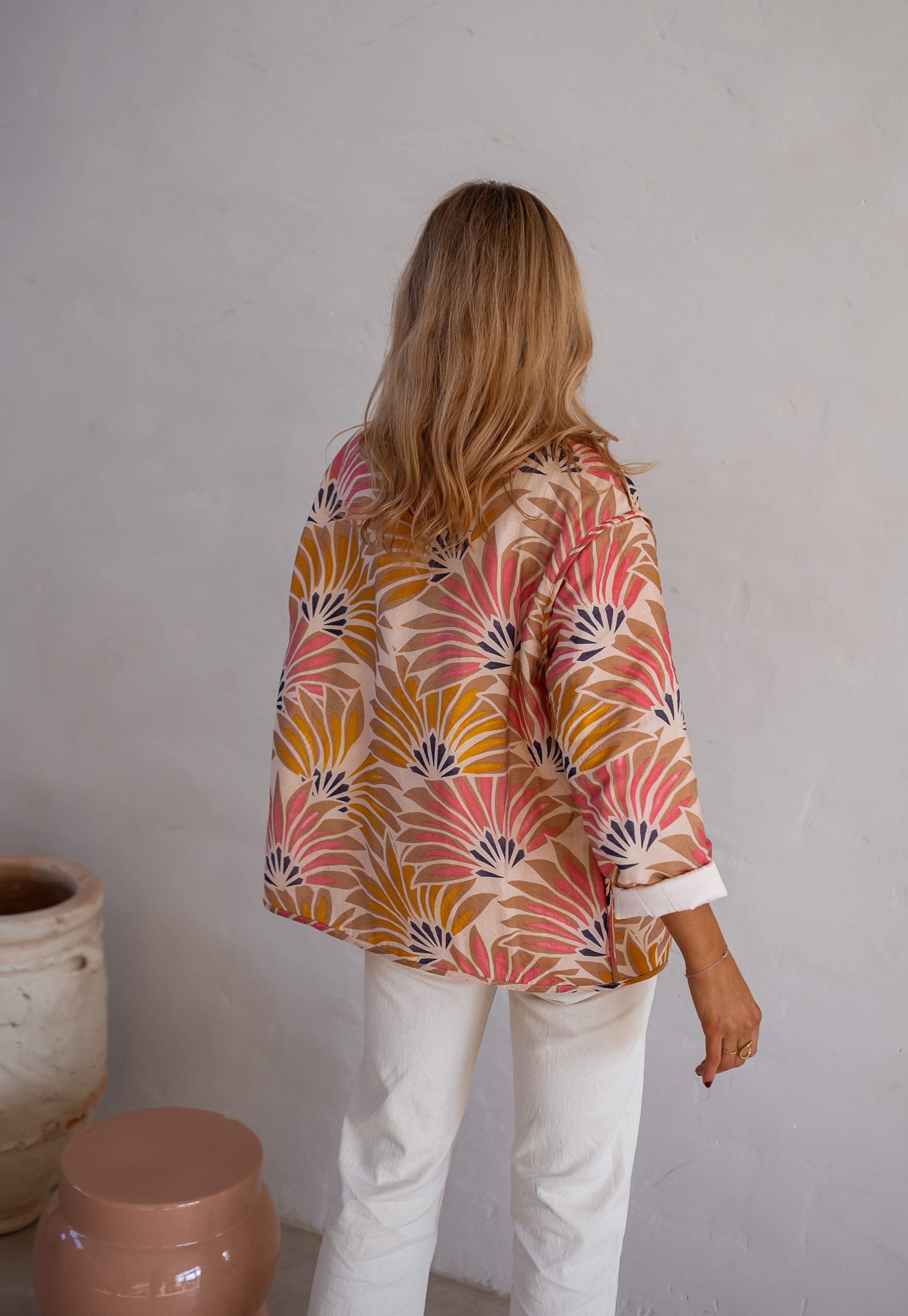 Geo Floral Open Front Jacket