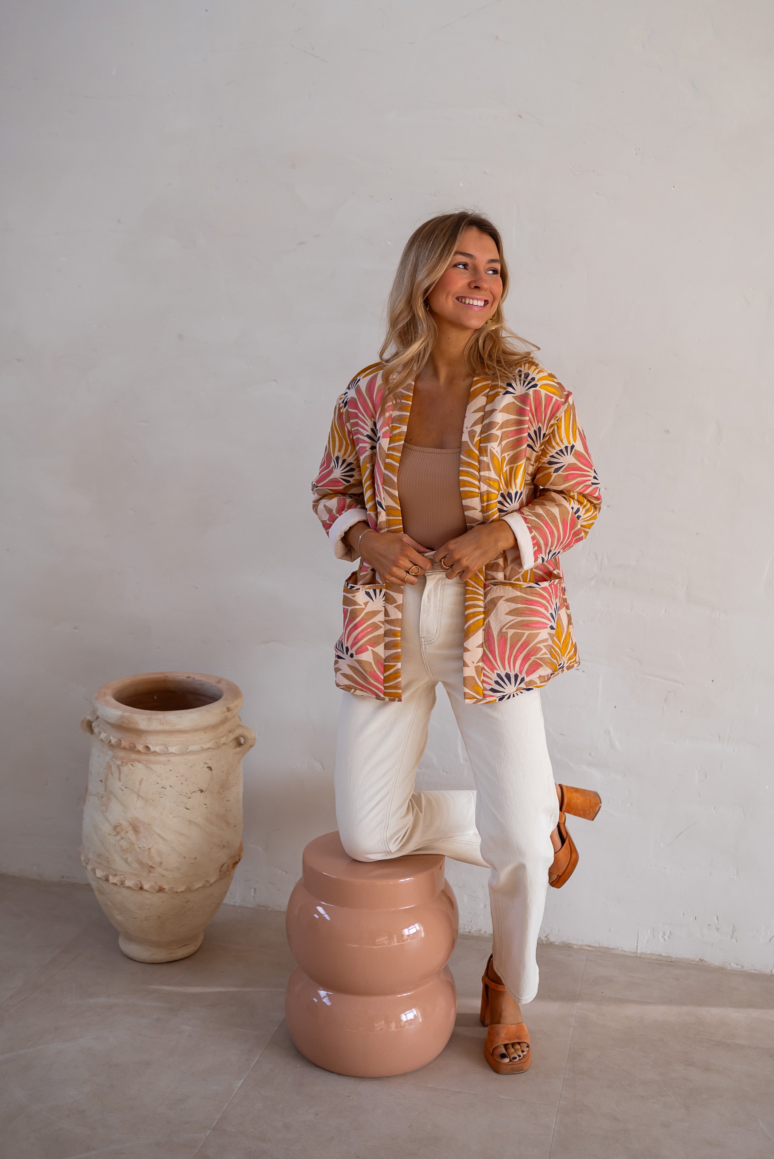 Geo Floral Open Front Jacket