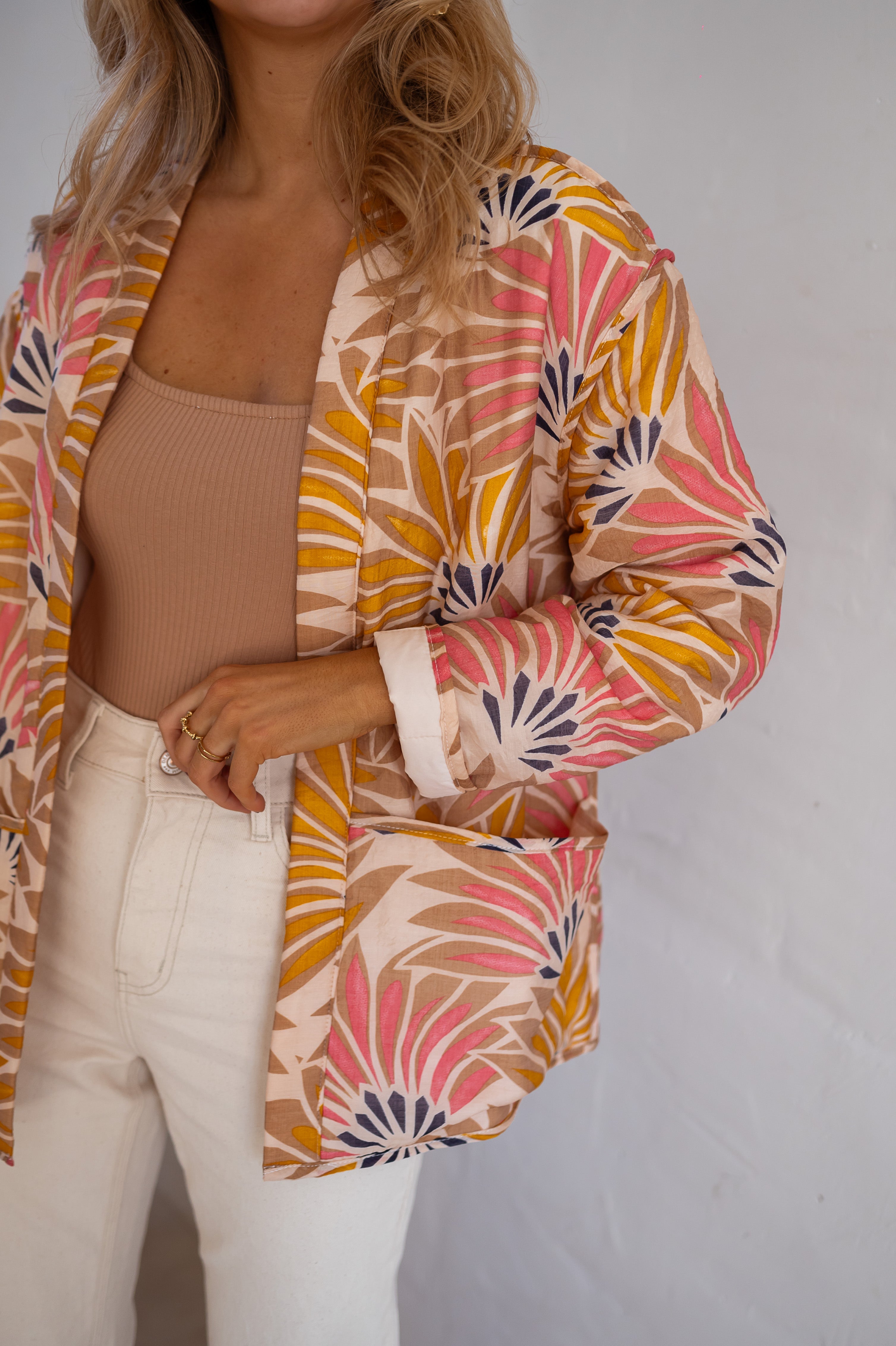 Geo Floral Open Front Jacket