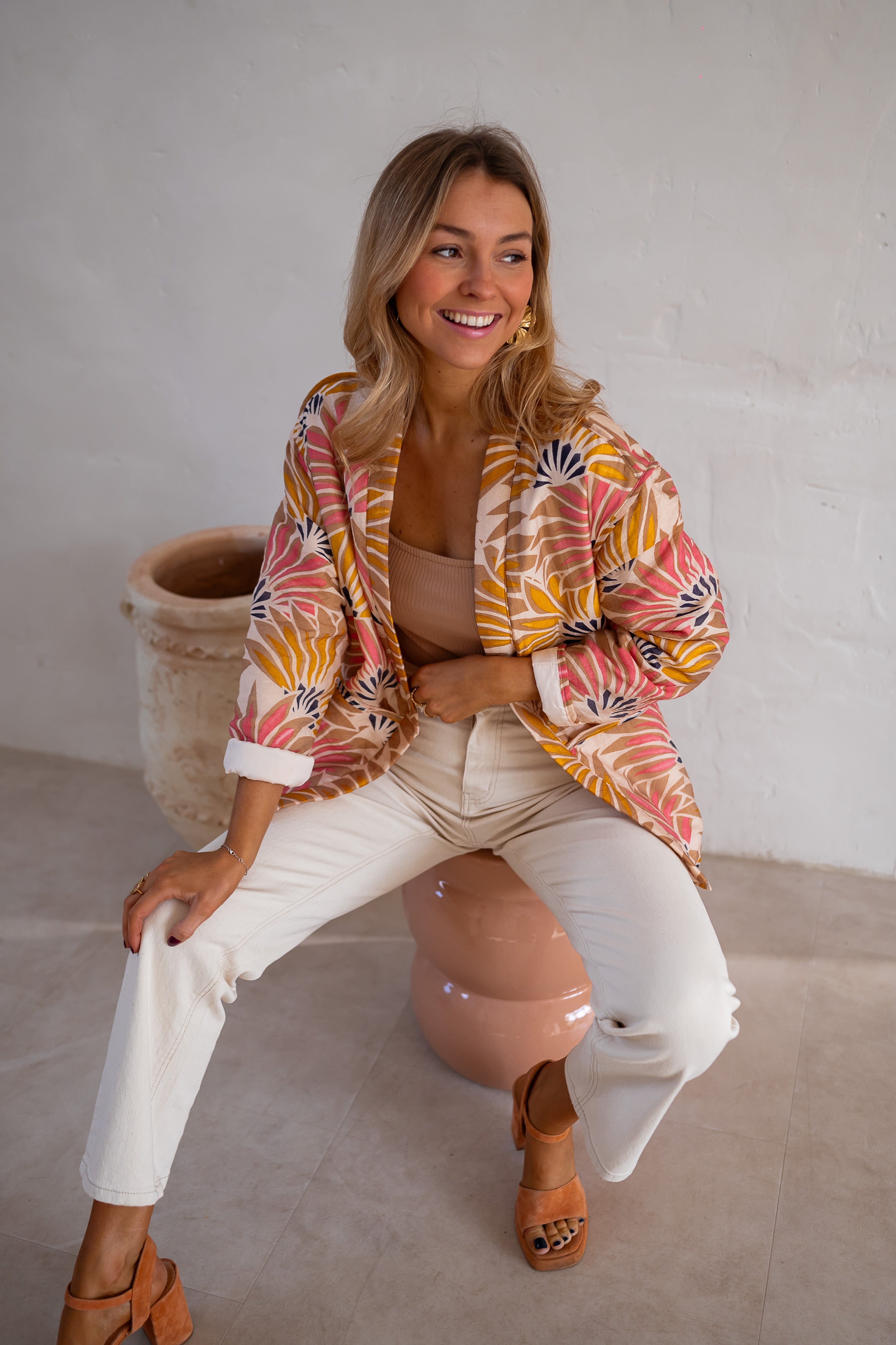 Geo Floral Open Front Jacket