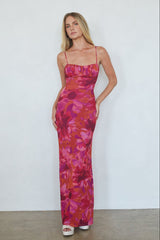 Artistic Floral Slip Maxi Dress