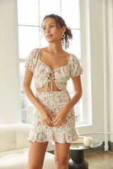 Pink Floral Cutout Mini Dress