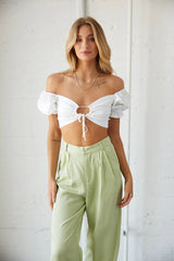 White Front Tie Crop Top