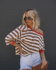 Brown Striped Loose Fit Top