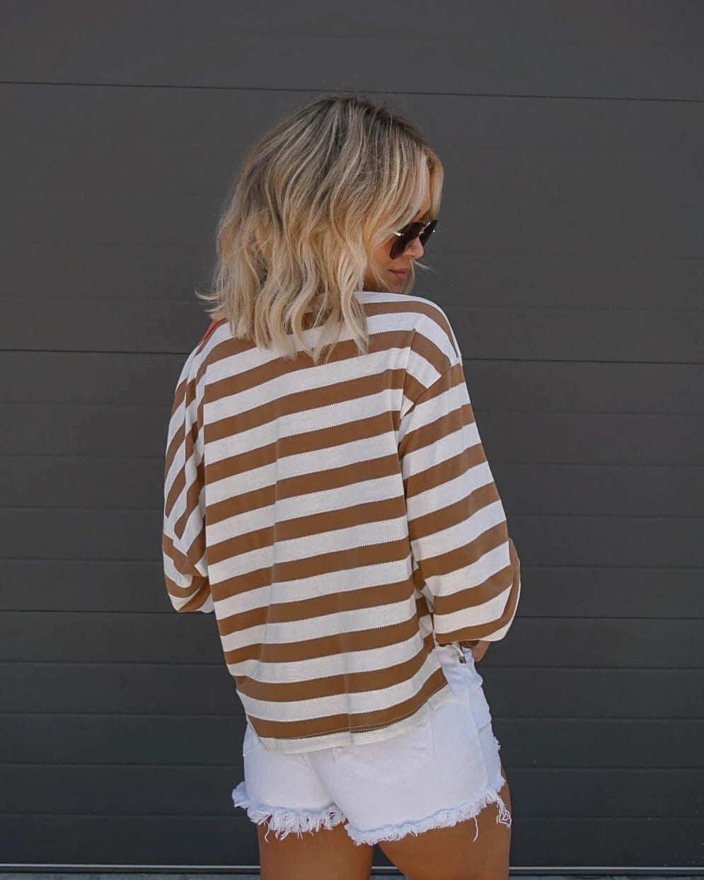 Brown Striped Loose Fit Top
