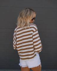 Brown Striped Loose Fit Top