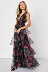 Black Rose Floral Midi Dress