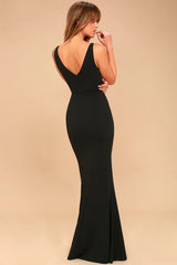 Black V Neck Maxi Dress