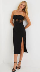 Black Crochet Lace Bandeau Top