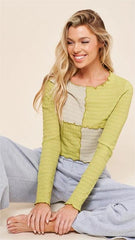 Lime Green Colorblocked Crop Top
