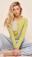Lime Green Colorblocked Crop Top