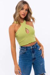 Lime Green Knit Crop Top