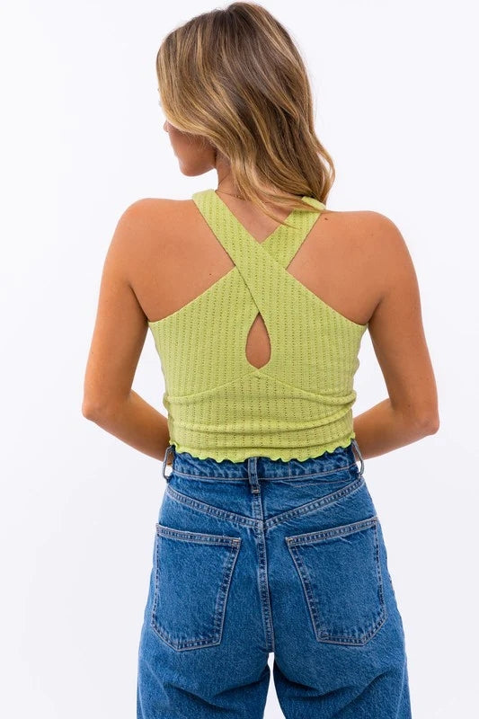 Lime Green Knit Crop Top