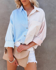 Colorblock Striped Button Down Shirt