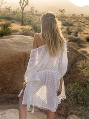 White Crochet Lace Beach Coverup Cardigan
