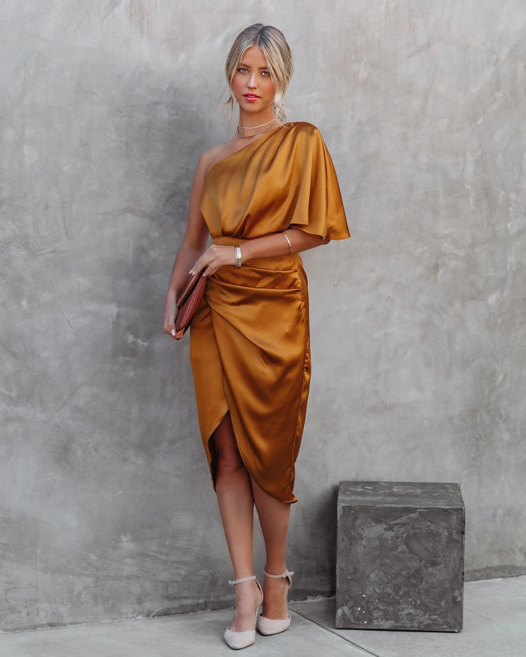 Orange One Shoulder Formal Dress