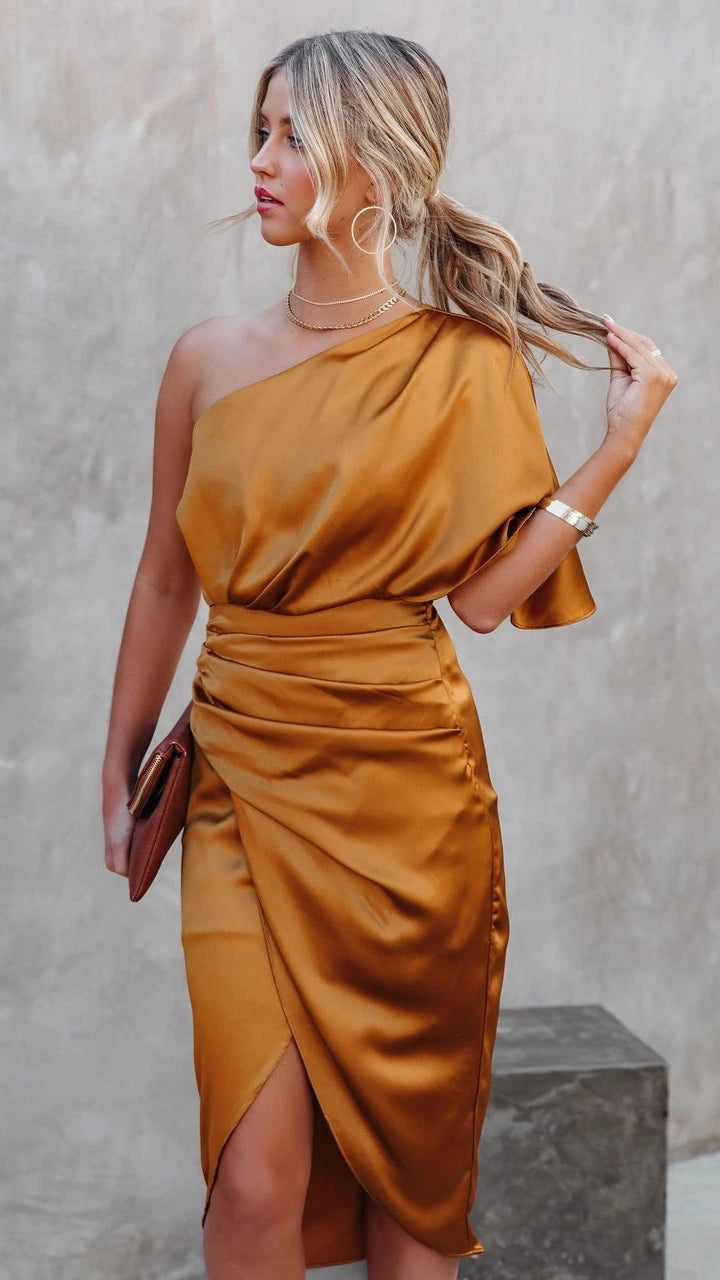 Orange One Shoulder Formal Dress