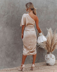 Beige One Shoulder Formal Dress