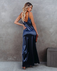 Navy Blue Cowl Neckline Cami Maxi Dress