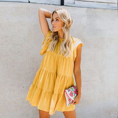 Yellow Babydoll Mini Dress