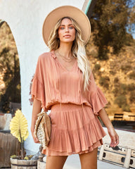 Coral Pink Casual Mini Dress
