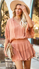 Coral Pink Casual Mini Dress