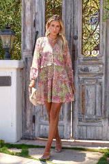 Paisley Print Long Sleeves Mini Dress